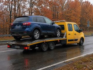 Transport SUV-a na lawecie jesienią – Ostrołęka